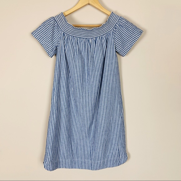 JCrew Striped Off The Shoulder Dress - Picture 4 of 8